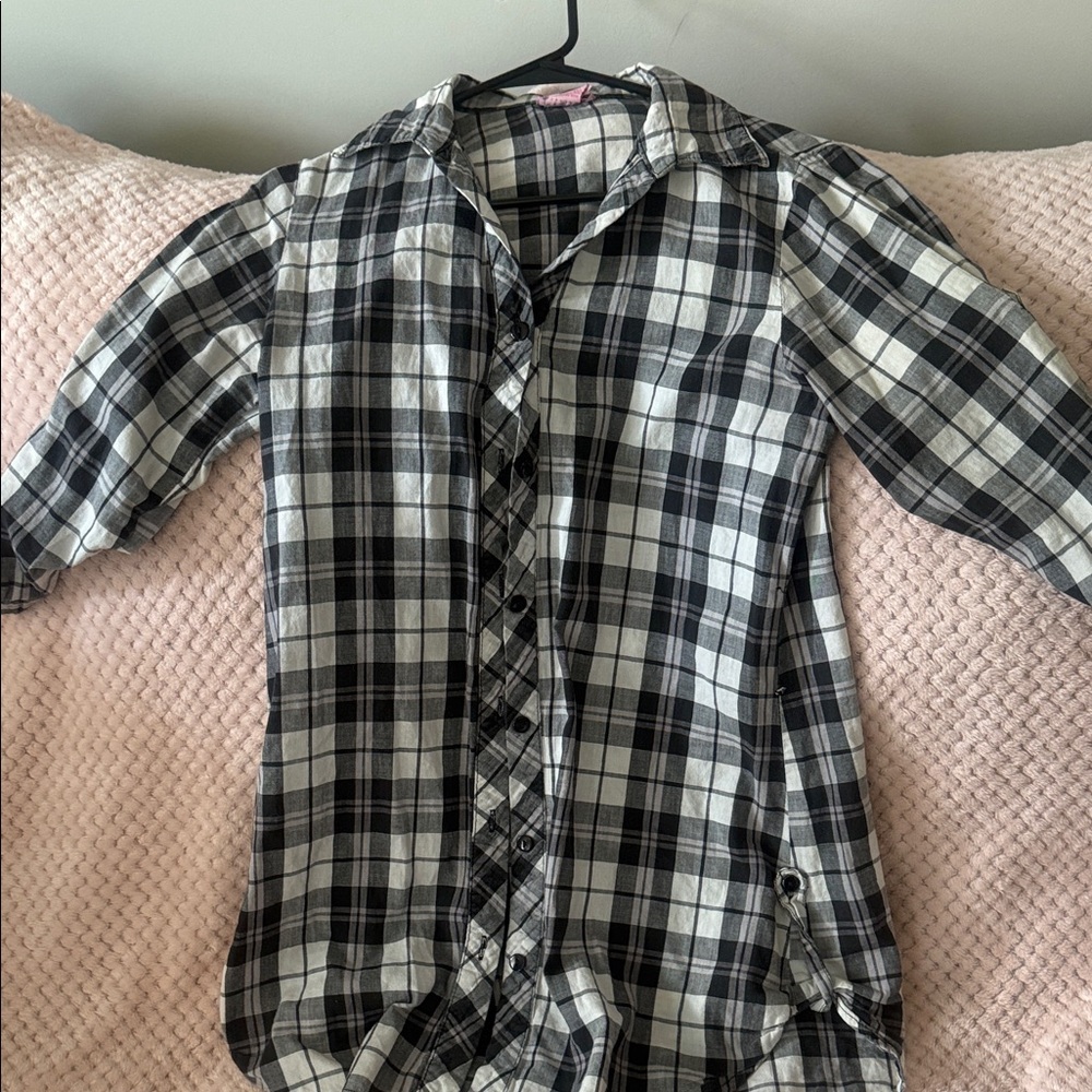 Black and White Plaid Button Down Shirt
